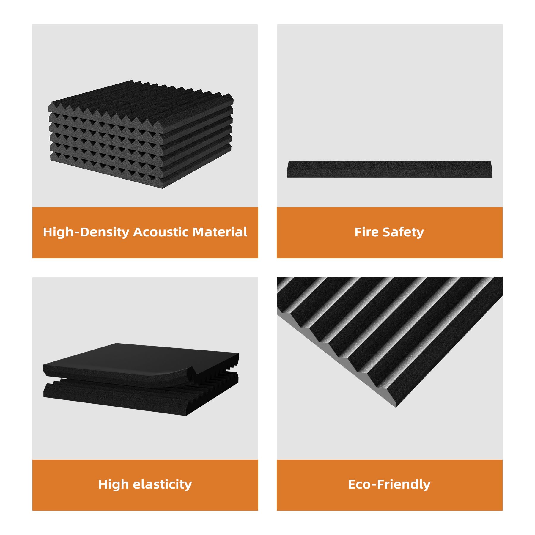 TEMGCUAM 48 Pack Sound Proof Foam Panels |1 ''  12 ''  12 '' Quick-Recovery Soundproof Wall Panels | High Density Sound Dampenin